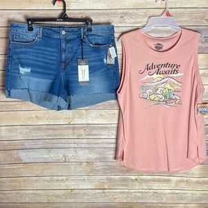 Cute Graphic Tank Top w/Jean Shorts Bundle!